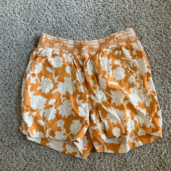 Briggs New York Pants - Briggs New York High Waist Orange Floral Shorts